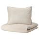 IKEA ÄNGSLILJA Duvet Cover and 2 Pillowcases, 240x220/50x60 cm, Light Grey-Beige