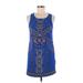 Flying Tomato Casual Dress - Shift Scoop Neck Sleeveless: Blue Dresses - Women's Size Small