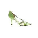 Banana Republic Heels: Slip-on Stiletto Cocktail Green Solid Shoes - Women's Size 7 1/2 - Open Toe