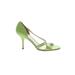 Banana Republic Heels: Slip-on Stilleto Cocktail Party Green Print Shoes - Women's Size 7 1/2 - Open Toe