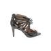 Vince Camuto Heels: Gray Print Shoes - Women's Size 7 1/2 - Open Toe