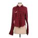 Etienne Marcel Long Sleeve Button Down Shirt: Red Plaid Tops - Women's Size Small