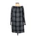 Knox Rose Casual Dress - Shift Boatneck 3/4 sleeves: Black Plaid Dresses - Women's Size Small