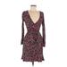 French Connection Casual Dress - Wrap: Burgundy Leopard Print Dresses - Women's Size 2