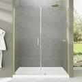 FORCLOVER 60" W x 72" H Single Sliding Door Frameless Shower Door w/ Clear Glass & Handle Tempered Glass in Yellow | 72 H x 60 W in | Wayfair