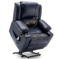 Kai Chen Breathable Leather Power Lift Recliner Chair for Elderly w/ Massage, Remote Control Faux Leather | 39 H x 35 W x 38 D in | Wayfair