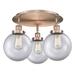 Innovations Lighting Canton Glass Semi Flush Mount Glass/Steel in Brown | 11.88 H x 19.75 W x 19.75 D in | Wayfair 916-3C-AC-G202-8