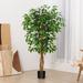 Primrue Adcock Artificial Ficus Tree in Pot, Faux Ficus Plant, Fake Ficus Tree for Home Decor Silk/Plastic in Black | 47 H x 23 W x 23 D in | Wayfair