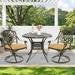 Bloomsbury Market Adreena Round 2 - Person 35.4" Long Bistro Set w/ Cushions Metal in Brown | 35.4 W x 35.4 D in | Outdoor Furniture | Wayfair