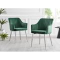 East Urban Home Callia Luxury Velvet Dining Chairs - Modern Design Kitchen Chairs Upholstered/Velvet in Green/Gray | Wayfair