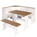 August Grove® Piumafua Rectangular 25.2" L x 43.31" W Restaurant Dining Set Wood in White/Brown | 28.9 H x 43.31 W x 25.2 D in | Wayfair