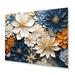 Winston Porter White Blue Petal Mosaics - Abstract Botanicals Metal Wall Art Prints Metal in Blue/White | 12 H x 20 W x 1 D in | Wayfair