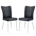 Latitude Run® Modern minimalist dining chairs, office chairs 2-piece set of PU seats w/ metal legs Faux Leather/Upholstered/Metal | Wayfair