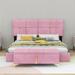 Mercer41 Robbie 2-Pieces Bedroom Sets, Queen Size Bed w/ Hydraulic Storage System & Storage Ottoman Upholstered/Velvet, in Pink | Wayfair