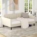 Latitude Run® Marlasia Twin Size Beige Daybed, Ribbed Tufted Backrest, Daybed in Modern Design Upholstered/Velvet/Metal in White | Wayfair