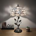 Astoria Grand Meryem Tiffany Table Lamp White Stained Glass Flowers Iron Metal Leaves Included LED Bulb 22"H * 12"W Resin | Wayfair