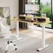 Inbox Zero Lysandre Home Office Height Adjustable Standing Desk w/ 2 Drawers Wood/Metal in Black | 48.6 H x 55.1 W x 23.6 D in | Wayfair