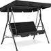 Arlmont & Co. Rosanda 2 Person Porch Swing w/ Canopy Metal in Black | 60.5 H x 41 W x 41 D in | Wayfair 152B497C507C4717935219EFE12DFC8F