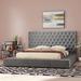 Rosdorf Park Khaalis Upholstered Storage Bed w/ Speakers Bluetooth & USB Upholstered in Gray | 66 H x 100 W x 96.75 D in | Wayfair