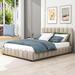 Latitude Run® Lothridge Queen Platform Bed w/ LED Headboard & USB Wood & /Upholstered/Linen in Brown | 37.4 H x 64.4 W x 85.4 D in | Wayfair