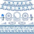 Décorations d'Anniversaire en Porcelaine Bleue et Blanche Poulet Serviettes en Papier Assiettes
