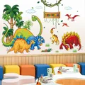 Grands autocollants muraux de zoo de dinosaures sauvages de bande dessinée pour des enfants décor