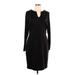 The Limited Casual Dress - Sheath V Neck 3/4 sleeves: Black Polka Dots Dresses - Women's Size 12