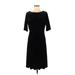 Lands' End Casual Dress - A-Line: Black Print Dresses - Women's Size Medium
