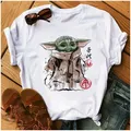 2023 Disney Stitch Baby Yoda t-shirt da donna Cartoon Tees Star Wars divertente maglietta femminile
