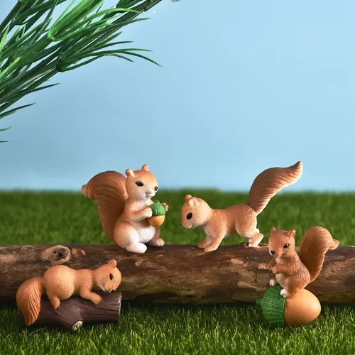 4 teile/satz schöne Eichhörnchen Familie Modell Cartoon Tier Figur Puppenhaus Kuchen Wohnkultur Kind