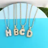 QMHJE Initial Charm A-Z Buchstaben Halskette Damen Herren Halsband Edelstahl Seil Kette Fett Alphabet Gold Silber Farbe Hip Hop Iced