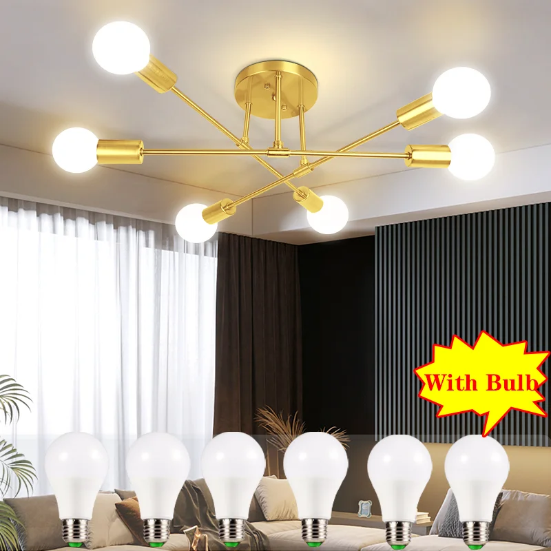 LED Kronleuchter Wohn licht moderne luxuriöse Restaurant E27 Lampe Glühbirne nordische Retro Wohnkultur Leuchte Image