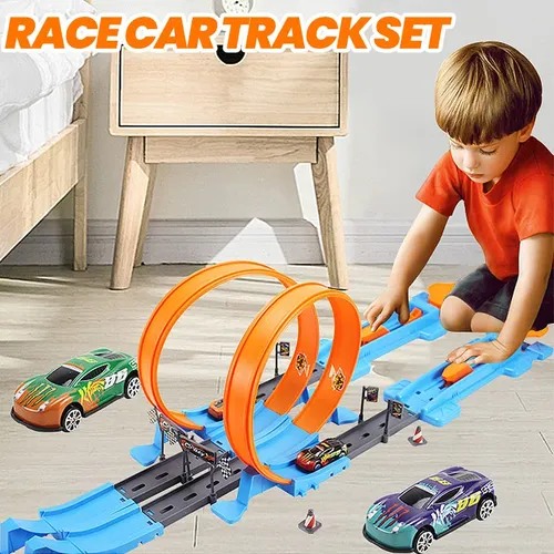 Eisenbahn Rennstrecke Spielset Mini Speed Rennwagen Kits pädagogische DIY Rennen Car educational