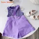 Bären führer Mädchen Sommer Set neue Mädchen koreanische Mode Kinder gestreifte T-Shirt Hose