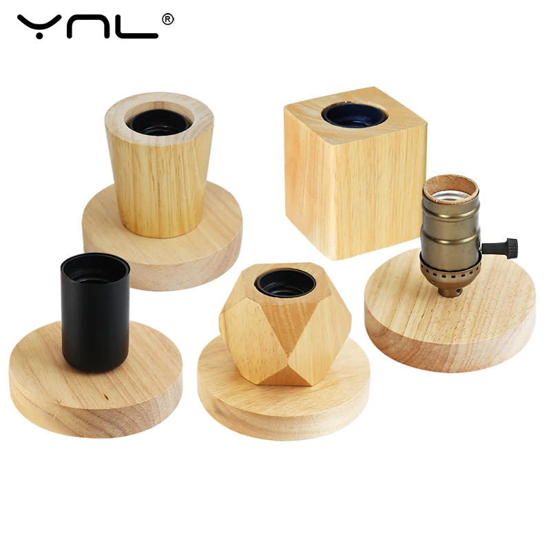 Moderne Retro Holz Tischlampe Polyeder E27 Schreibtischlampe EU Stecker Wohnzimmer Schlafzimmer Nachttischlampe Dekor Holzsockel Tischleuchte