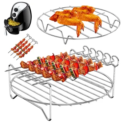 Air Fryer Edelstahl Rack Tablett & Dampfenden Racks Air Fryer Werkzeuge Backform BBQ Gril Backen Herd Zubehör Kochen Werkzeuge