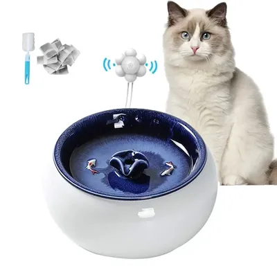 1,5 L Elektrische Keramik Katze Trinkwasser Brunnen Für Katzen Hunde Trinken Schüssel Automatische Image
