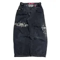 JNCO Jeans New Y2K Womens Harajuku Retro Hip Hop ricamo Jeans larghi pantaloni neri pantaloni larghi