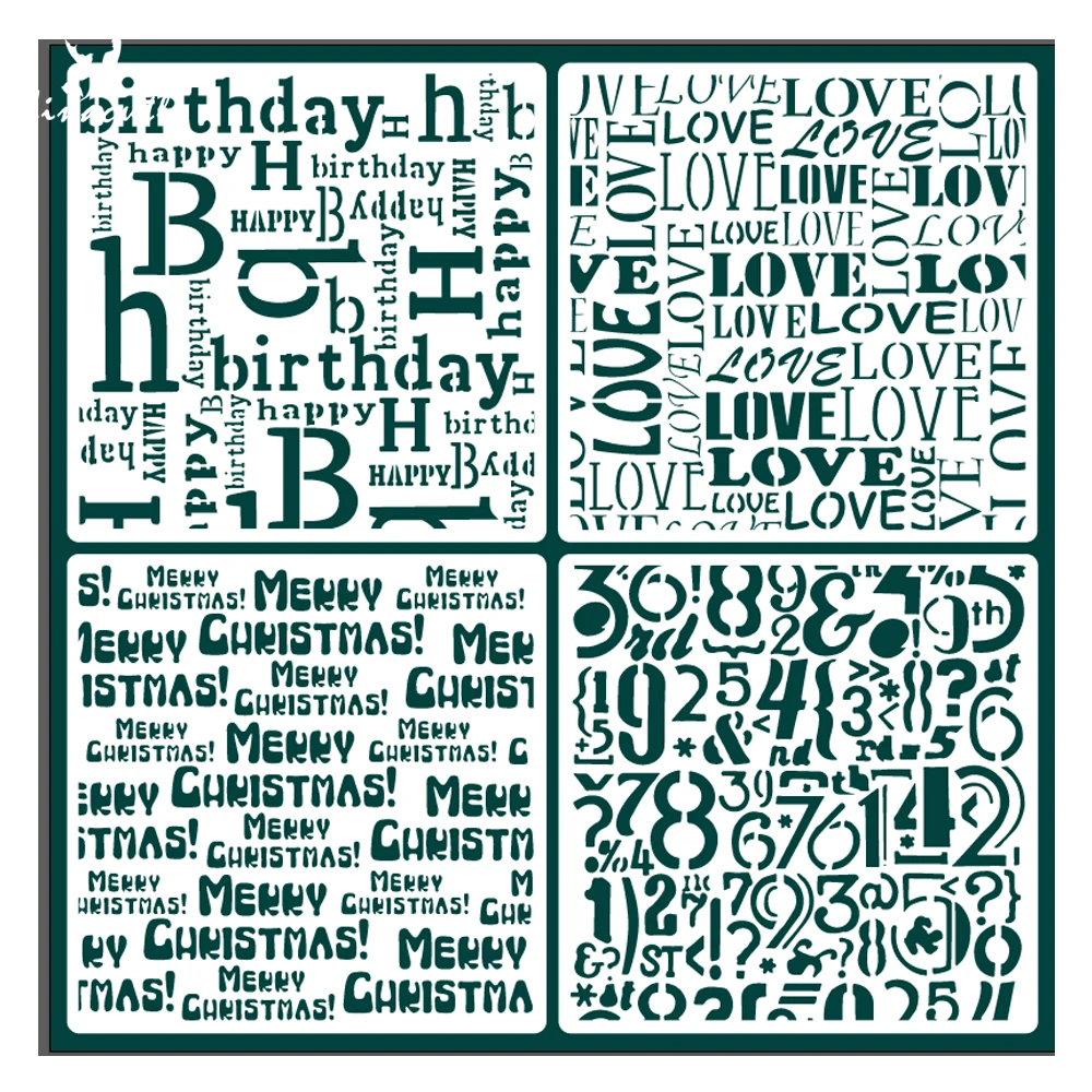 Alina cutle 4pc Haustier Schablonen Geburtstag Weihnachten Liebesbriefe für Sammelalbum Papier Handwerk Album handgemachte Karte Vorlage Hintergrund Image