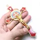 Saint Benedict Benedict ine rote Emaille 4 7x2 7 Zoll Schutz wand Kruzifix Kreuz katholische San