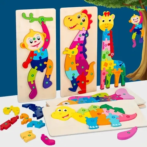 Holz puzzles für Kinder Zahlen rätsel Dinosaurier puzzles und Tier Verkehr Puzzle für Jungen