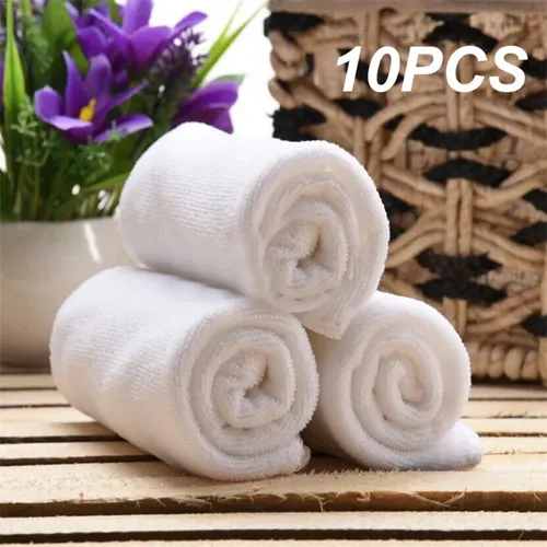 10pc Weiß Weiche Mikrofaser Stoff Gesicht Handtuch Hotel Bad Handtuch Waschen Tücher Hand Handtücher