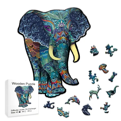 Mysteriöses Tier Holz puzzle Elefant DIY Puzzle Geschenk Erwachsene und Kinder Bildung wunderbares
