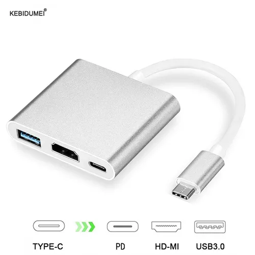 USB C HUB USB C zu HDMI Adapter 4K 3 IN 1 Typ C zu HDMI PD USB 3 0 lade Adapter für Mac Air Pro