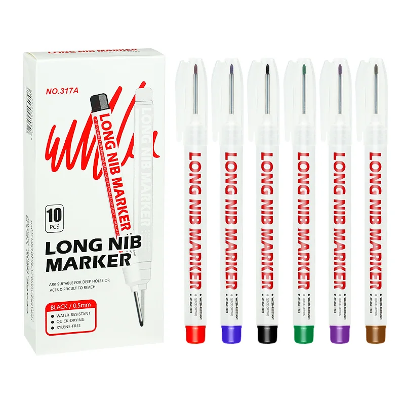 10Pcs 20mm Tiefe Loch Lange Spitze Kopf Marker Für Metall Perforieren Stift Wasserdichte Bad Holzbearbeitung Dekoration Multi-zweck Image