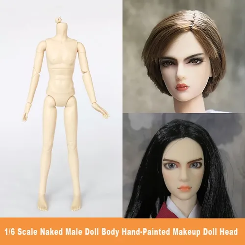 1/6 skala Nackten Männlichen Puppe Jointed Nackt Körper Hand-Gemalt Make-Up Junge Puppe Kopf Mit 3D
