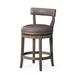 Maven Lane Alexander Counter Stool, Reclaimed Oak Finish w/ Ronan Stone Vegan Leather - Grey - Counter - 26" Seat Height