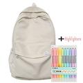 Laidan-10 Colors Erasable Highlighters+Nylon Women Backpack Female Travel Bag Backpacks Schoolbag for Teenage Girls Solid Color Bookbag-Beige