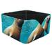 OWNTA Sea Lion Pattern Square Pencil Storage Case with 4 Compartments Removable Dividers Pen Holder and Pencil Holder