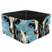 OWNTA Cow Pattern Square Pencil Storage Case with 4 Compartments Removable Dividers Pen Holder and Pencil Holder
